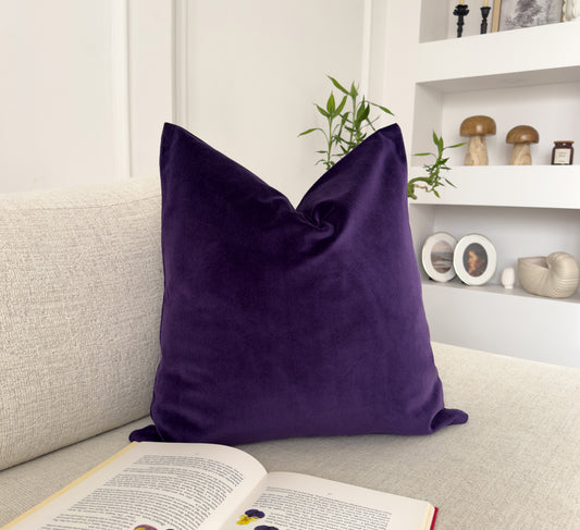 Cotton Velvet Deep Purple Cushion Cover (All Sizes)