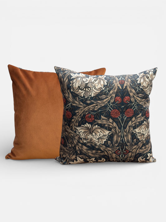 William Morris African Marigold Cushion Cover Rust Velvet Back (All Sizes)