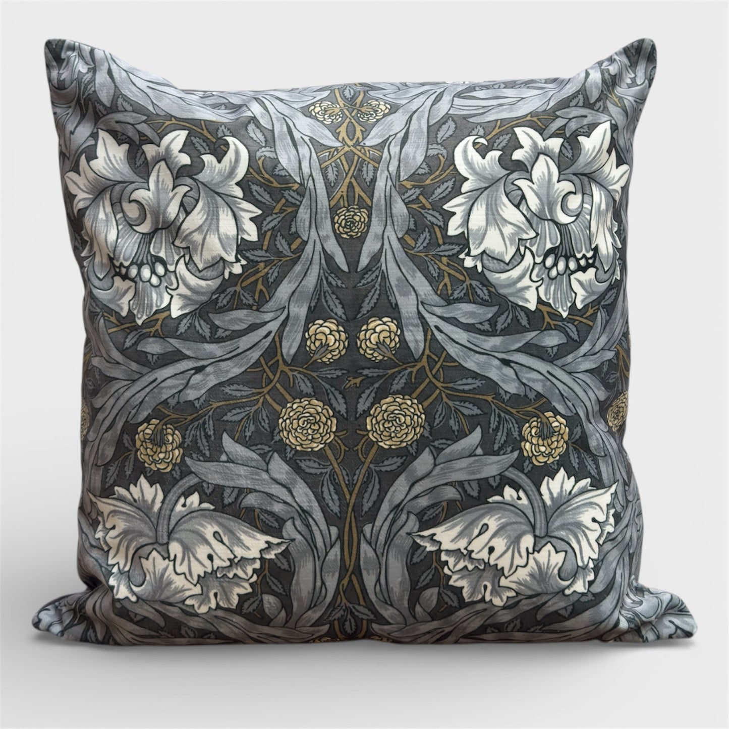 William Morris Pimpernel Cushion Cover Dark Grey Velvet Back (All Sizes)