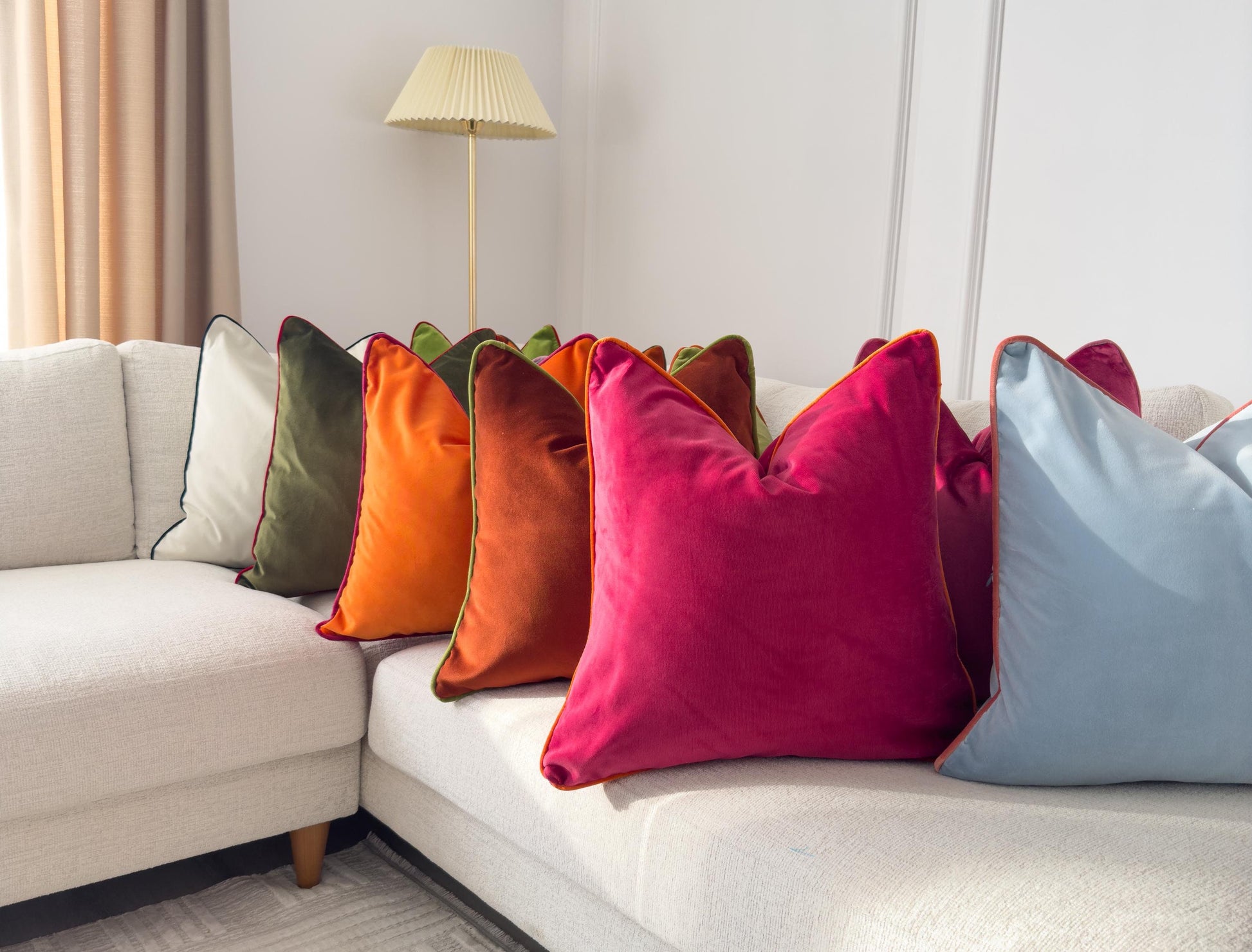 Velvet Piped Pillows