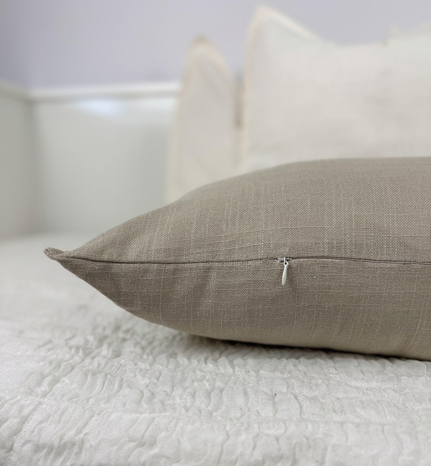 Linen Beige Lumbar Cushion Cover Long Ivory Pillow Cover Lumbar (All Sizes)