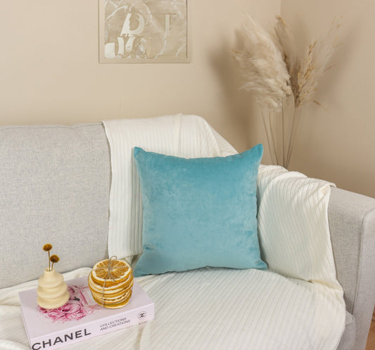 Velvet Aqua Blue Cushion Cover Turquoise Sofa Cushion Soft Cotton Velvet Decorative Cushion for Couch or Bed
