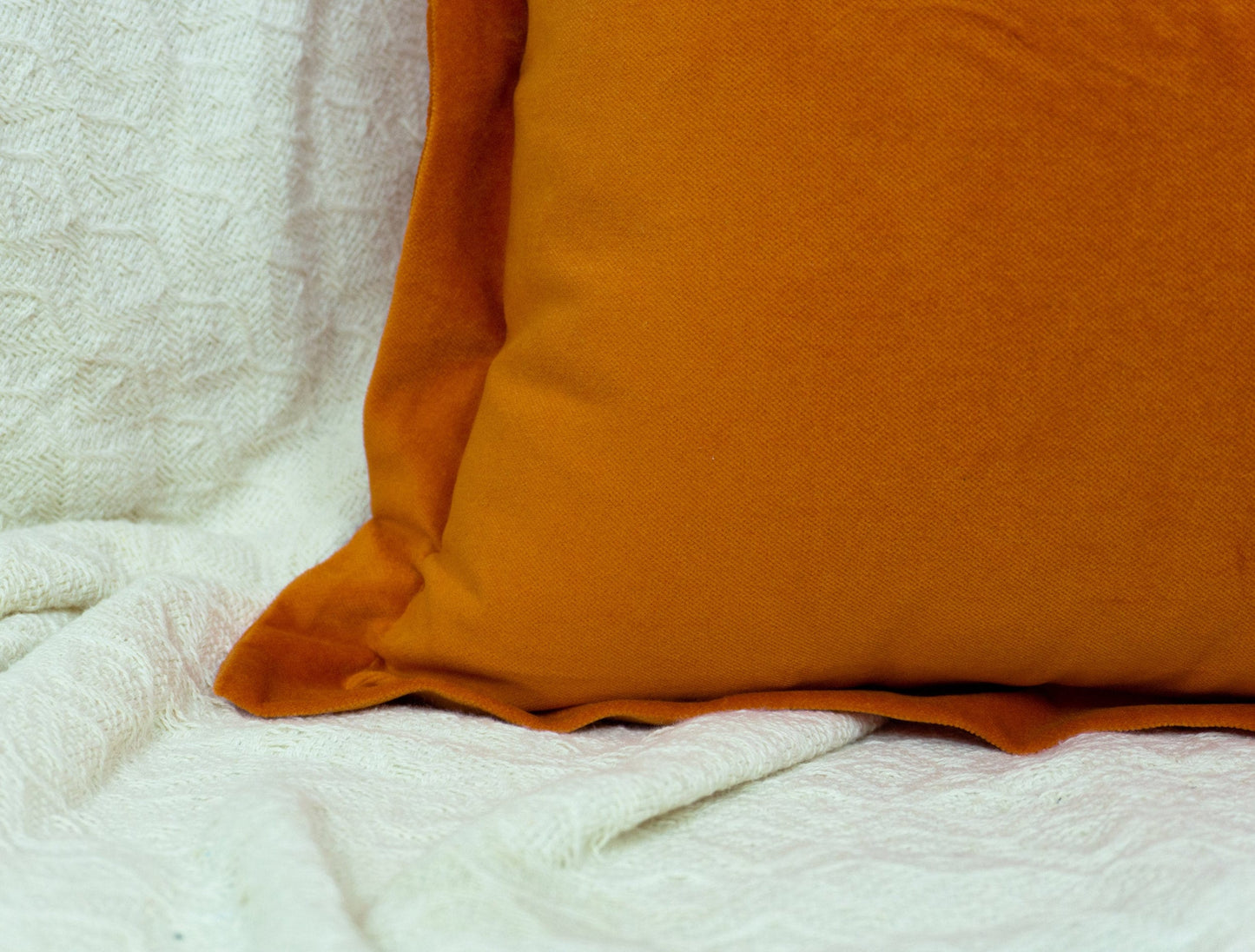 Velvet Burnt Orange Flanged Pillow Cover, Oxford Style Orange Cushion Cover, Modern Home Decor (Any Custom Size)