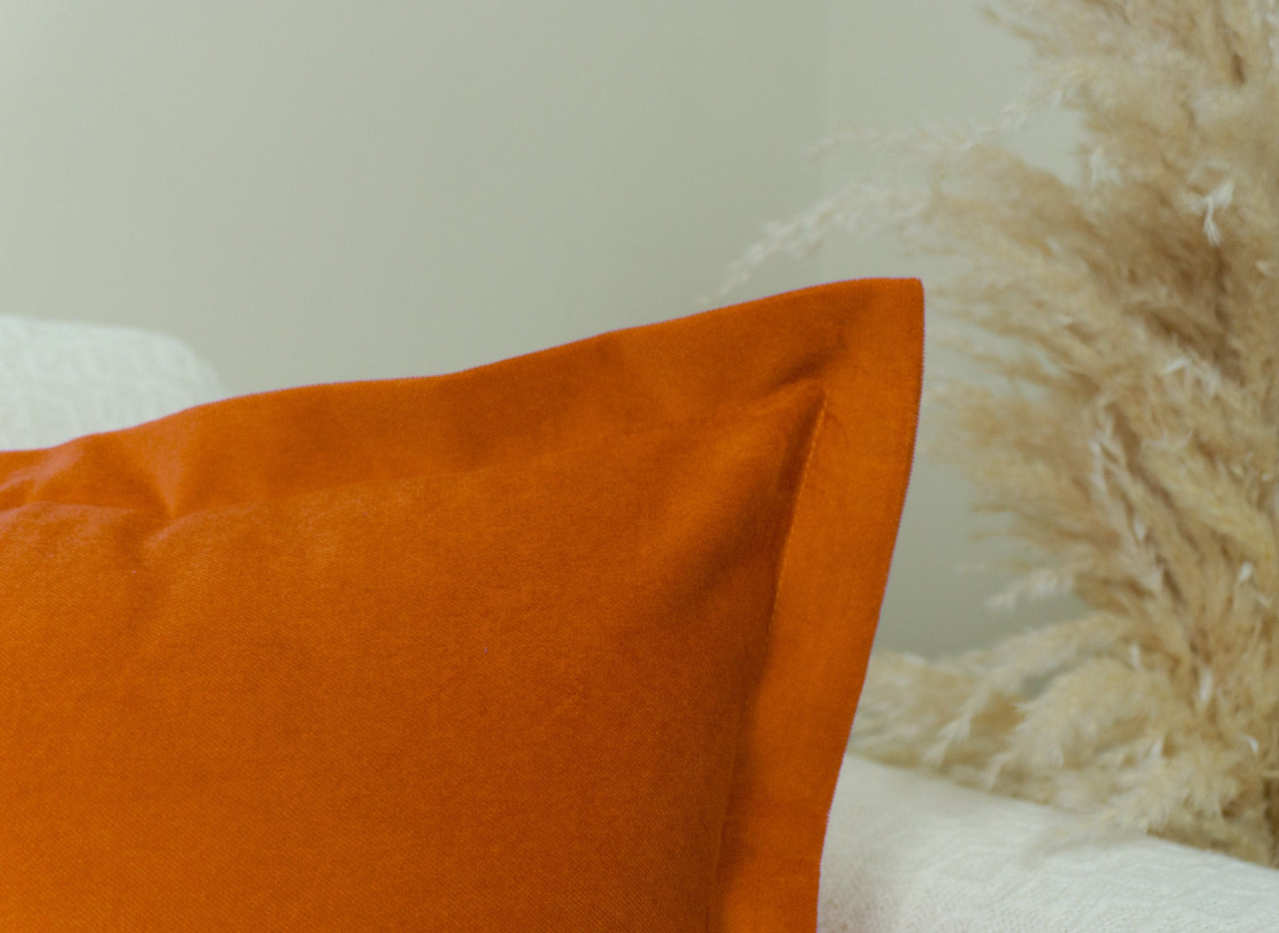 Velvet Burnt Orange Flanged Pillow Cover, Oxford Style Orange Cushion Cover, Modern Home Decor (Any Custom Size)
