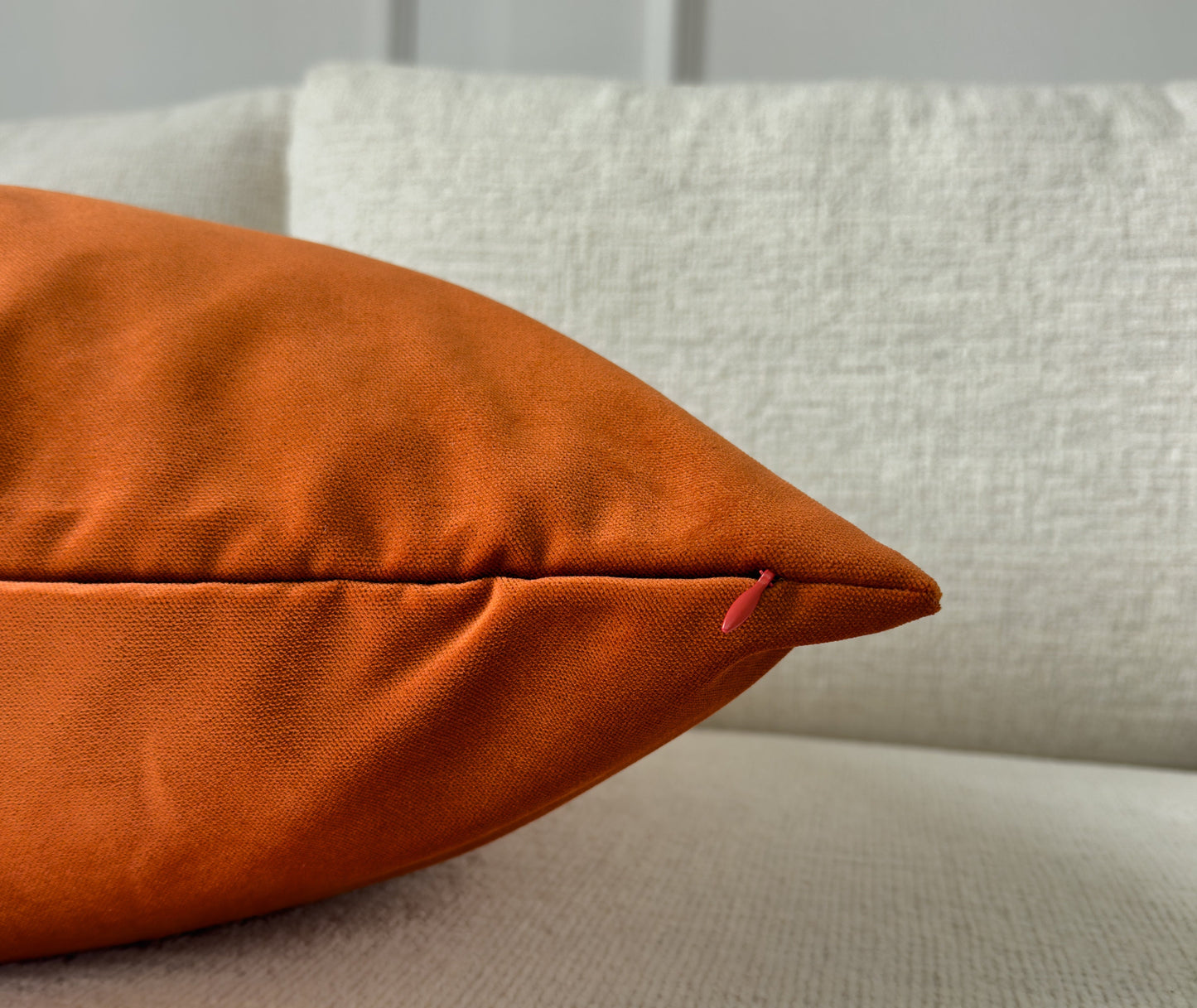 Velvet Terracotta Cushion Cover Rust Flanged Sofa Cushion Soft Cotton Velvet Lumbar Cushion for Couch or Bed