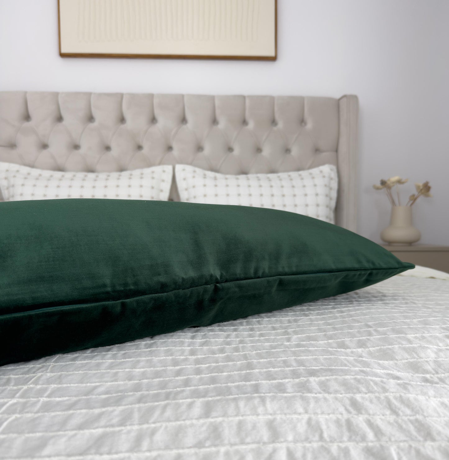 Luxury Velvet Dark Green Extra Long Lumbar Cushion Cover (All Sizes)
