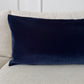 Luxury Velvet Dark Blue Lumbar Cushion Cover, Navy Blue Pillow (All Sizes)