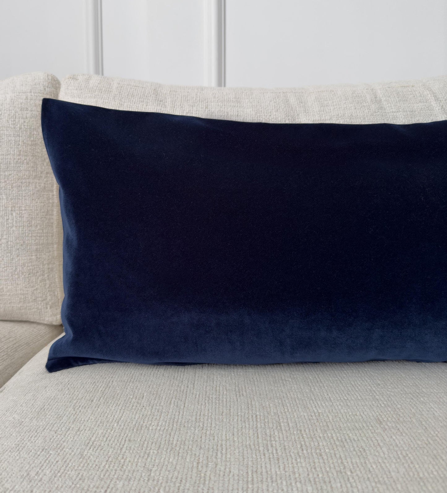 Luxury Velvet Dark Blue Lumbar Cushion Cover, Navy Blue Pillow (All Sizes)