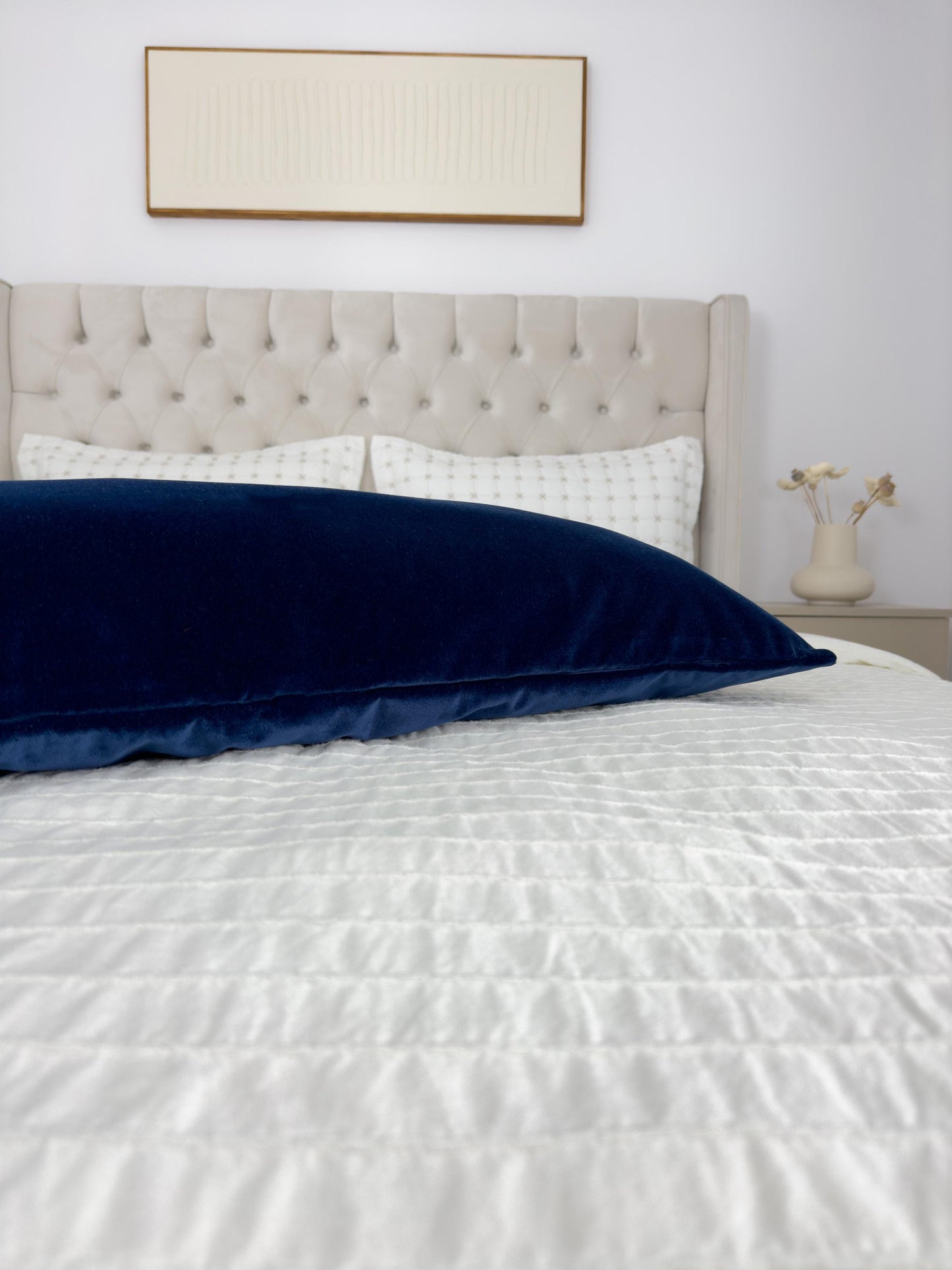 Luxury Velvet Dark Blue Lumbar Cushion Cover, Navy Blue Pillow (All Sizes)