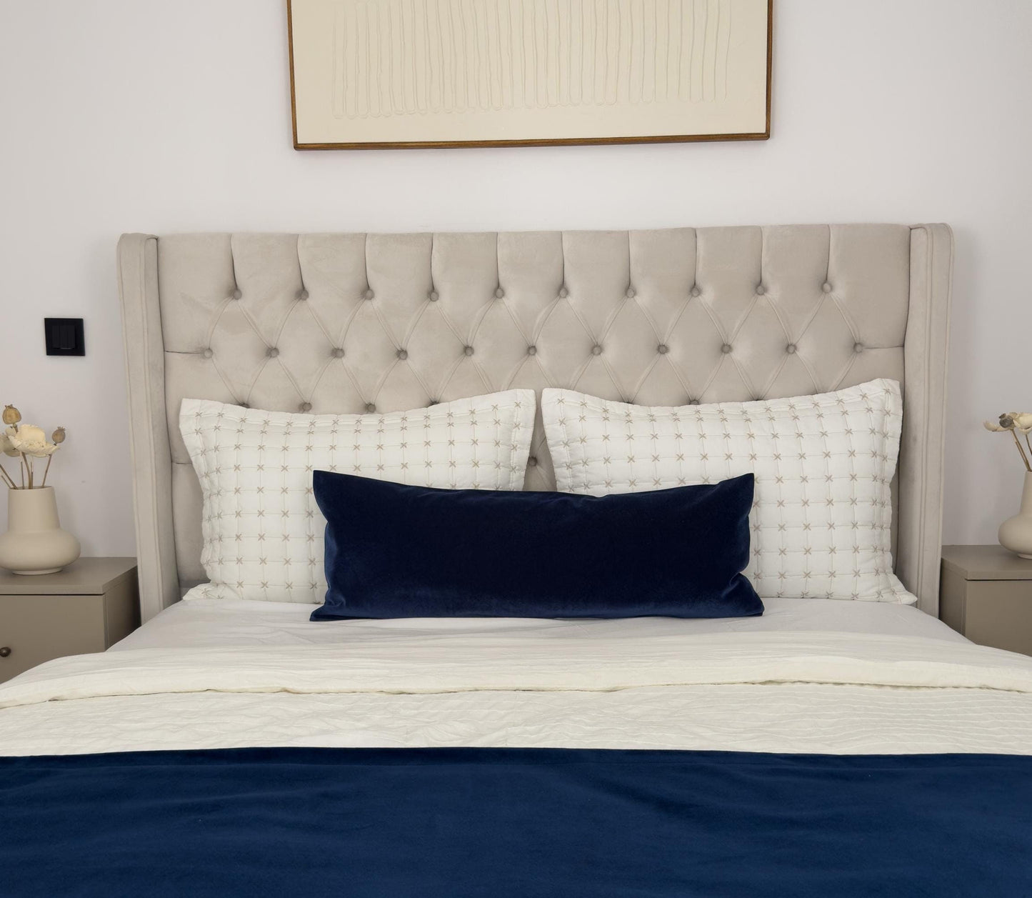 dark blue lumbar pillow
