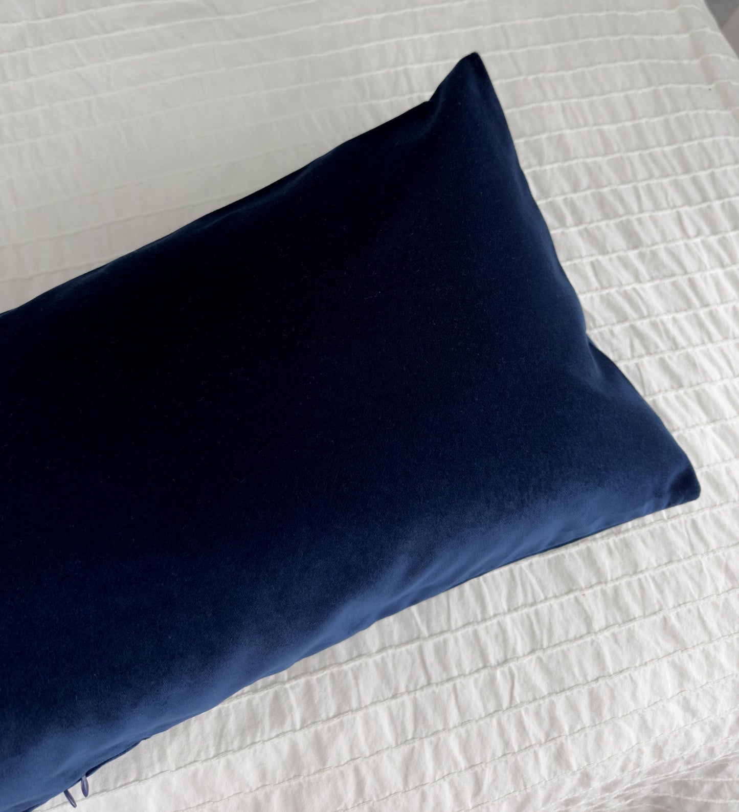 Luxury Velvet Dark Blue Lumbar Cushion Cover, Navy Blue Pillow (All Sizes)