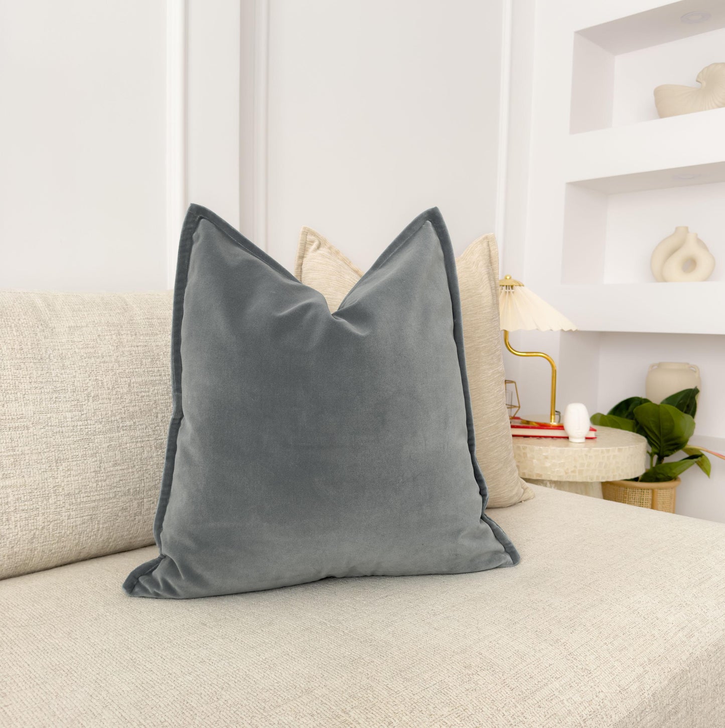 Velvet Dark Grey Cushion Cover Soft Grey Sofa Cushion Elegant Velvet Pillow Cover for Couch or Bed (All Sizes)