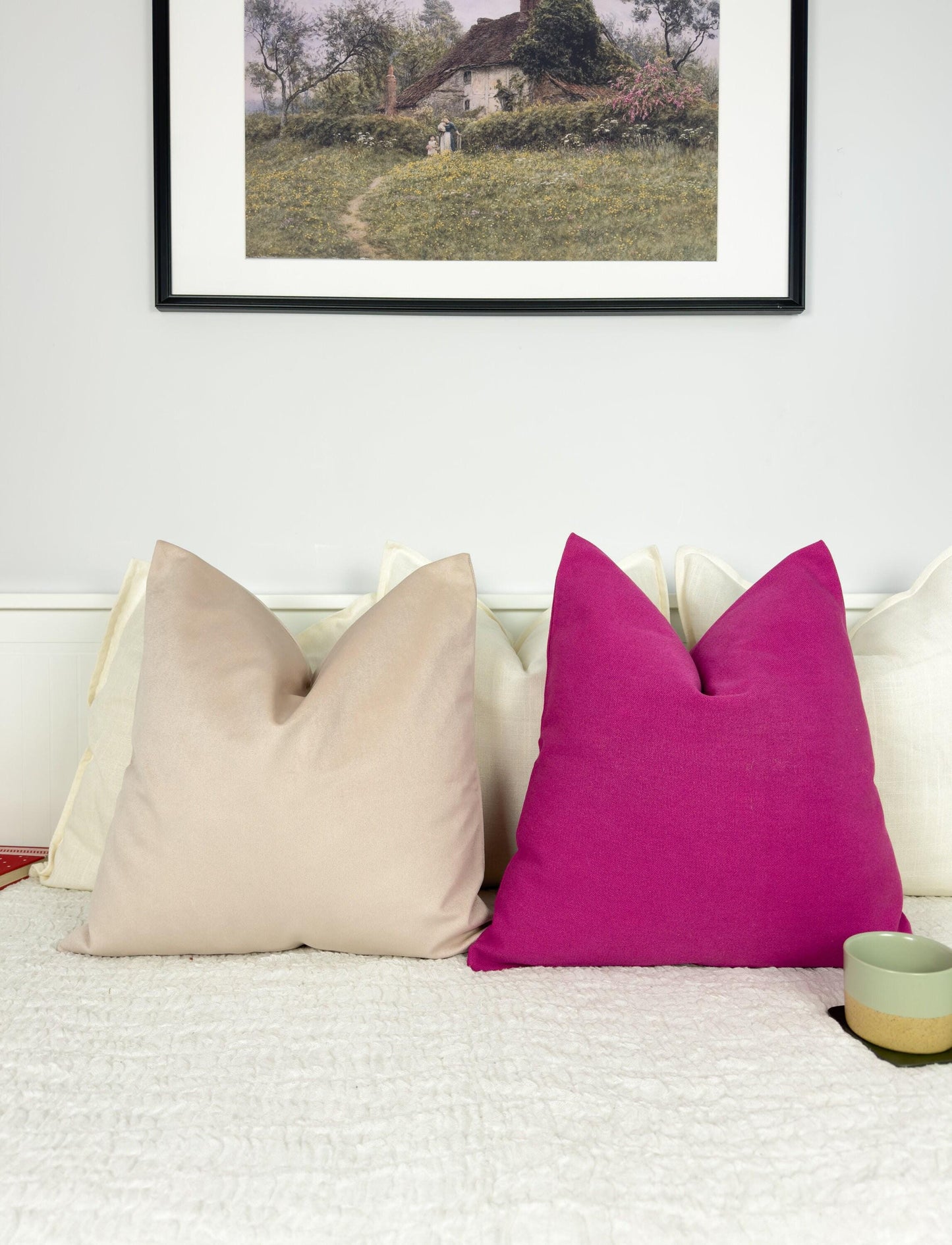Cotton Linen Textured Fuchsia Pillow Cover Fuchsia Scatter Cushion Cover Pink Decorative Lumbar Linen Pillows (Any Custom Size)