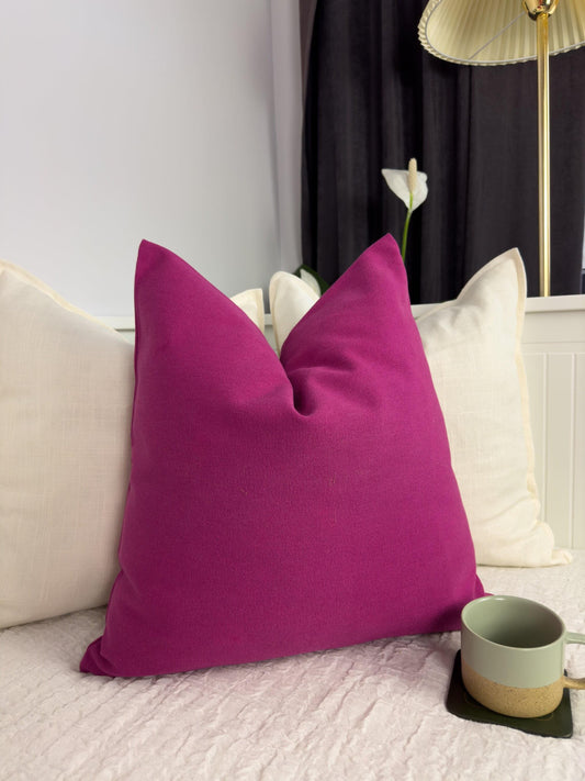 Cotton Linen Textured Fuchsia Pillow Cover Fuchsia Scatter Cushion Cover Pink Decorative Lumbar Linen Pillows (Any Custom Size)