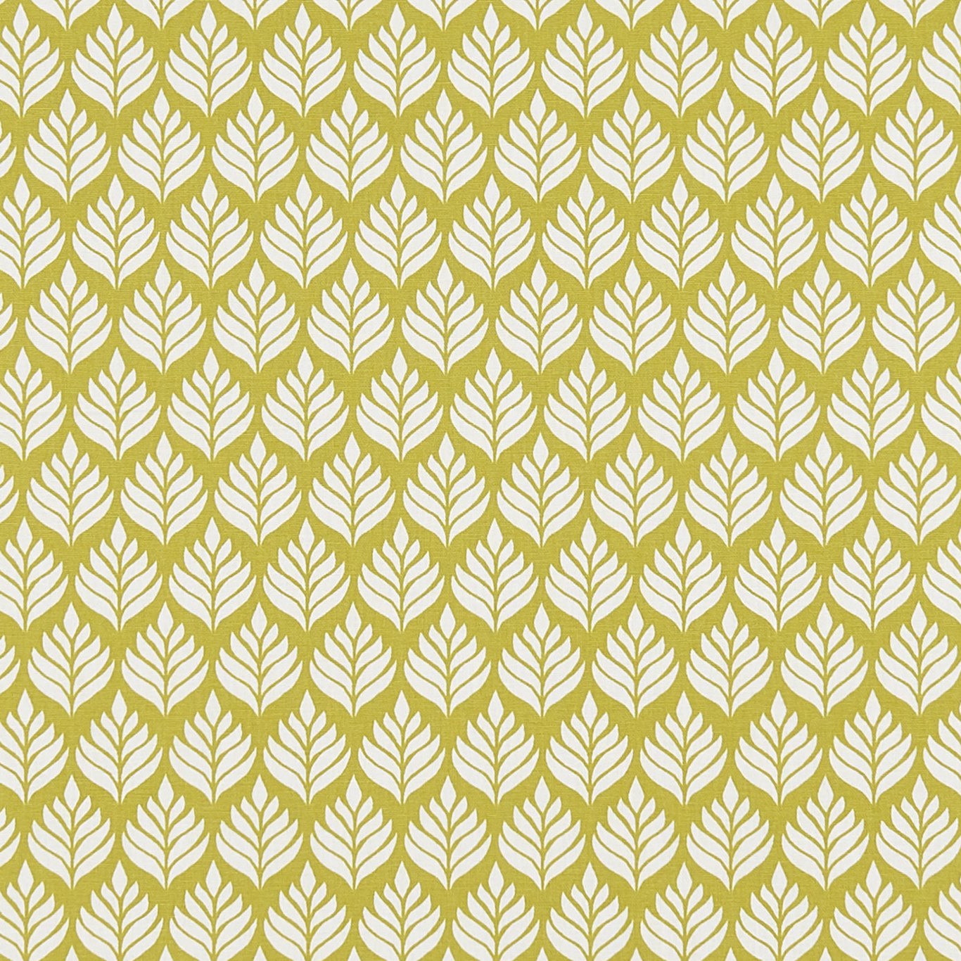 Elise Mineral Leaf Print Cotton Fabric – Linear Stem Pattern