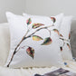 Bird & Leaf Pattern Design Set of 4 Velvet Cushion Set 18" x 18" for Home, Livingroom, Bedroom, Garden and Nursery Decor