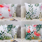 Decorative Set of 4 Cushion Covers, Flamingo Cushion, Plant Cushion 45x45cm, 18x18Inches Pillow Covers.