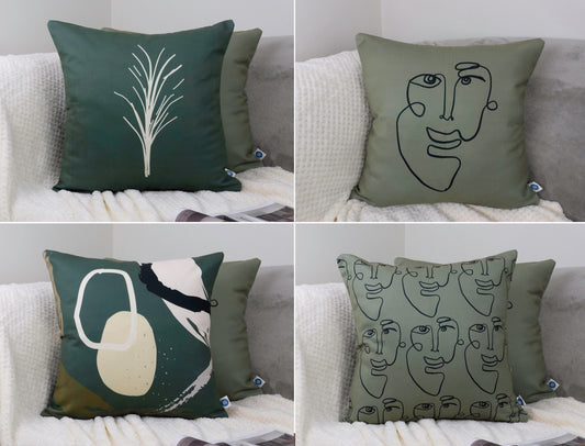 Set of 4 Decorative Minimalist Cushion Cover Set, Double Side Printed, Soft Velvet Pillow Cover 17x17Inches