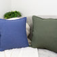 Handmade Cotton Linen Blue Decorative Cushion Cover,  Blue Linen Pillow Cover 17x17Inches, 43x43cm