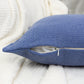 Handmade Cotton Linen Blue Decorative Cushion Cover,  Blue Linen Pillow Cover 17x17Inches, 43x43cm
