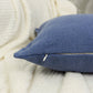 Handmade Cotton Linen Blue Decorative Cushion Cover,  Blue Linen Pillow Cover 17x17Inches, 43x43cm