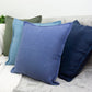 Handmade Cotton Linen Blue Decorative Cushion Cover,  Blue Linen Pillow Cover 17x17Inches, 43x43cm