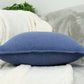 Handmade Cotton Linen Blue Decorative Cushion Cover,  Blue Linen Pillow Cover 17x17Inches, 43x43cm