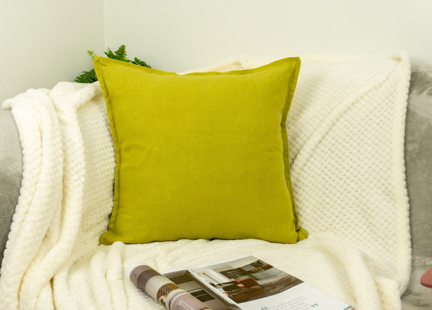 Natural Linen Mustard Cushion Covers