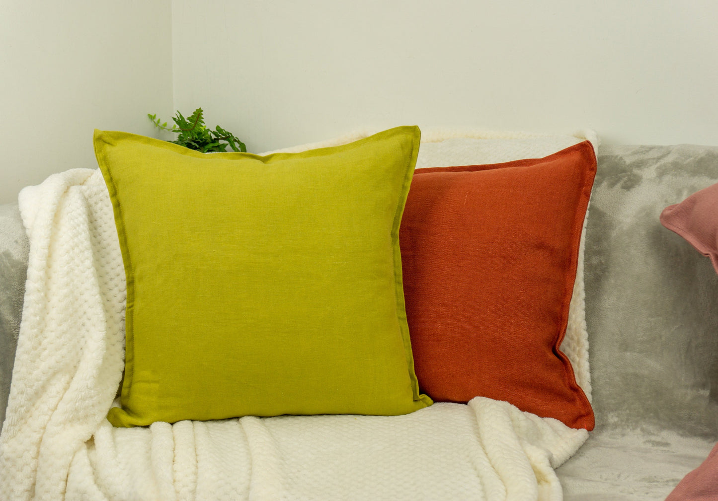 Natural Linen Mustard Cushion Covers
