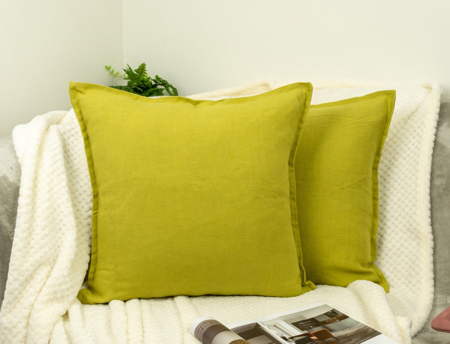 Natural Linen Mustard Cushion Covers