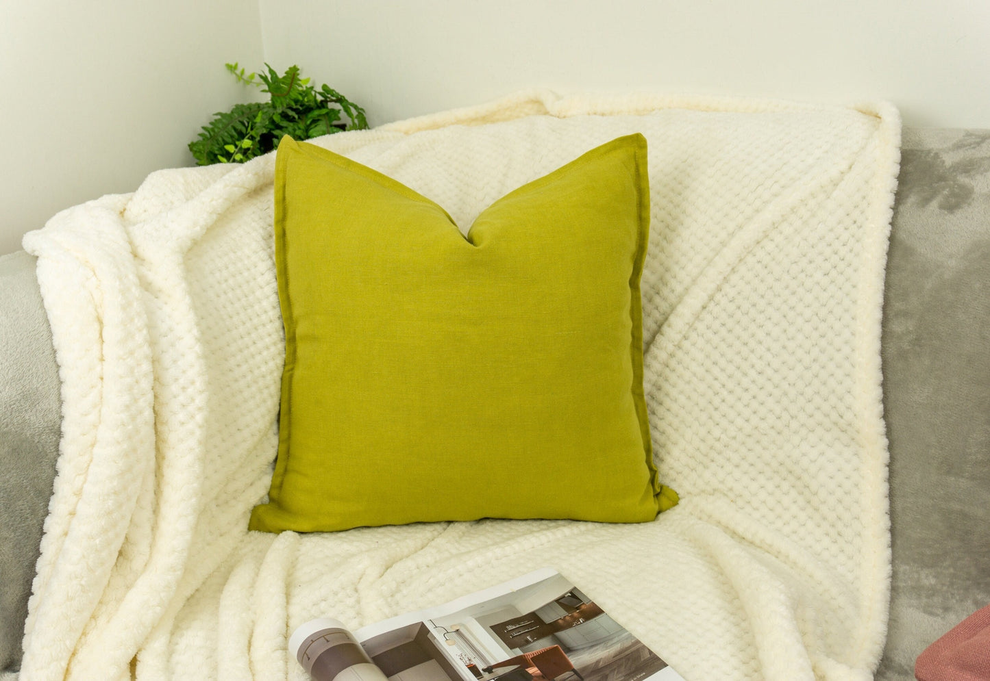 Natural Linen Mustard Cushion Covers