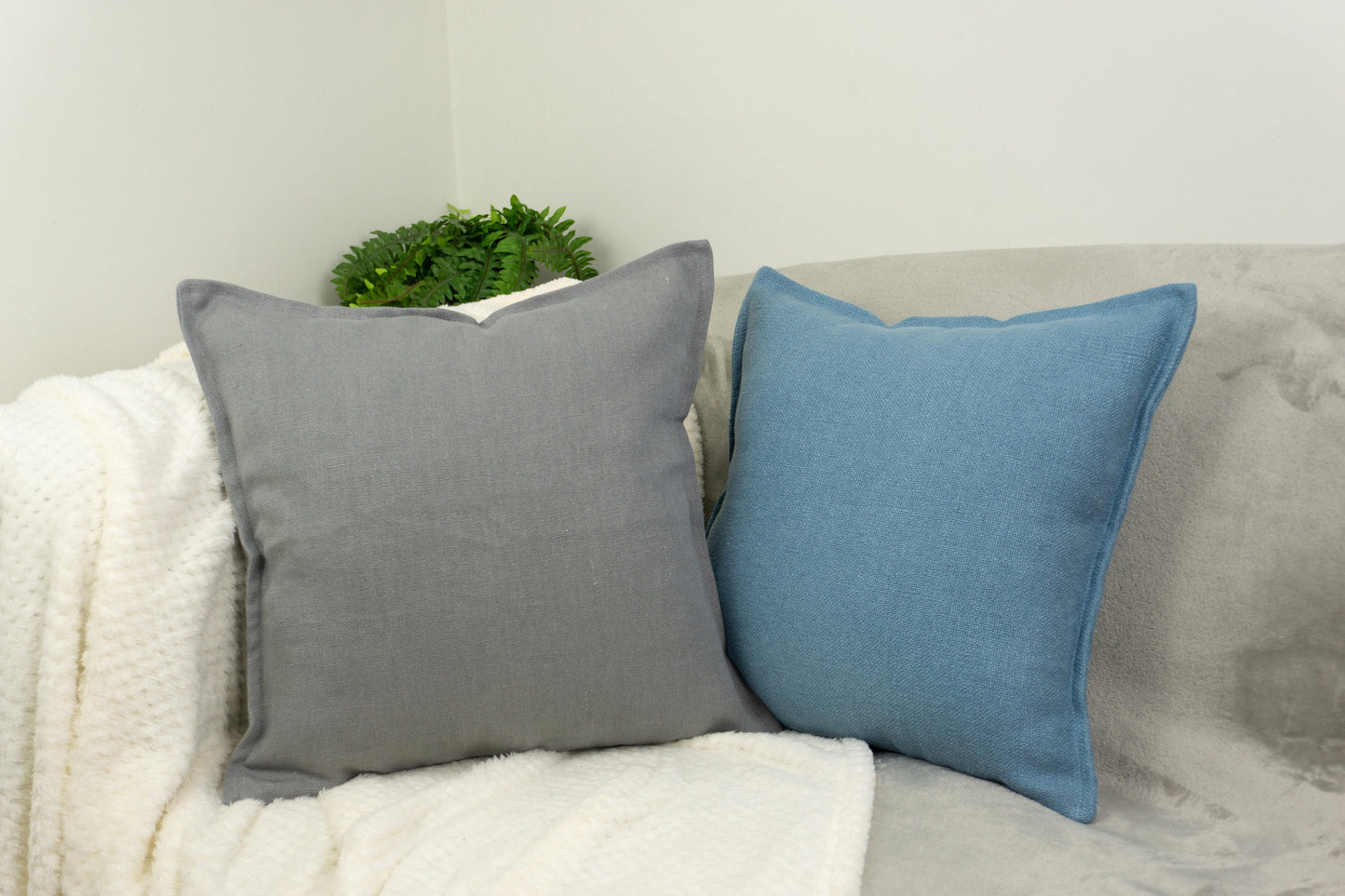 Cotton Linen Cushion Covers I Linen Throw Pillow for Farmhouse Decor, Home Decor 18 x18 inch I Grey