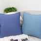 Handmade Cotton Linen Blue Decorative Cushion Cover,  Blue Linen Pillow Cover 17x17Inches, 43x43cm