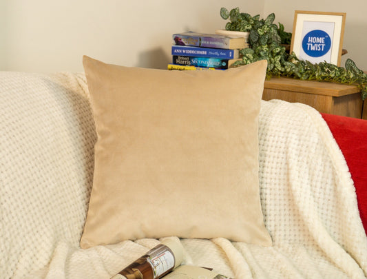 Beige velvet cushion cover