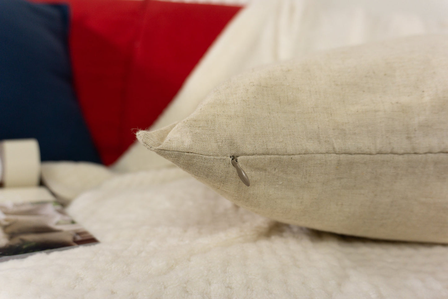 Natural Linen Oatmeal Cushion Cover, Linen Ivory Cushion Cover