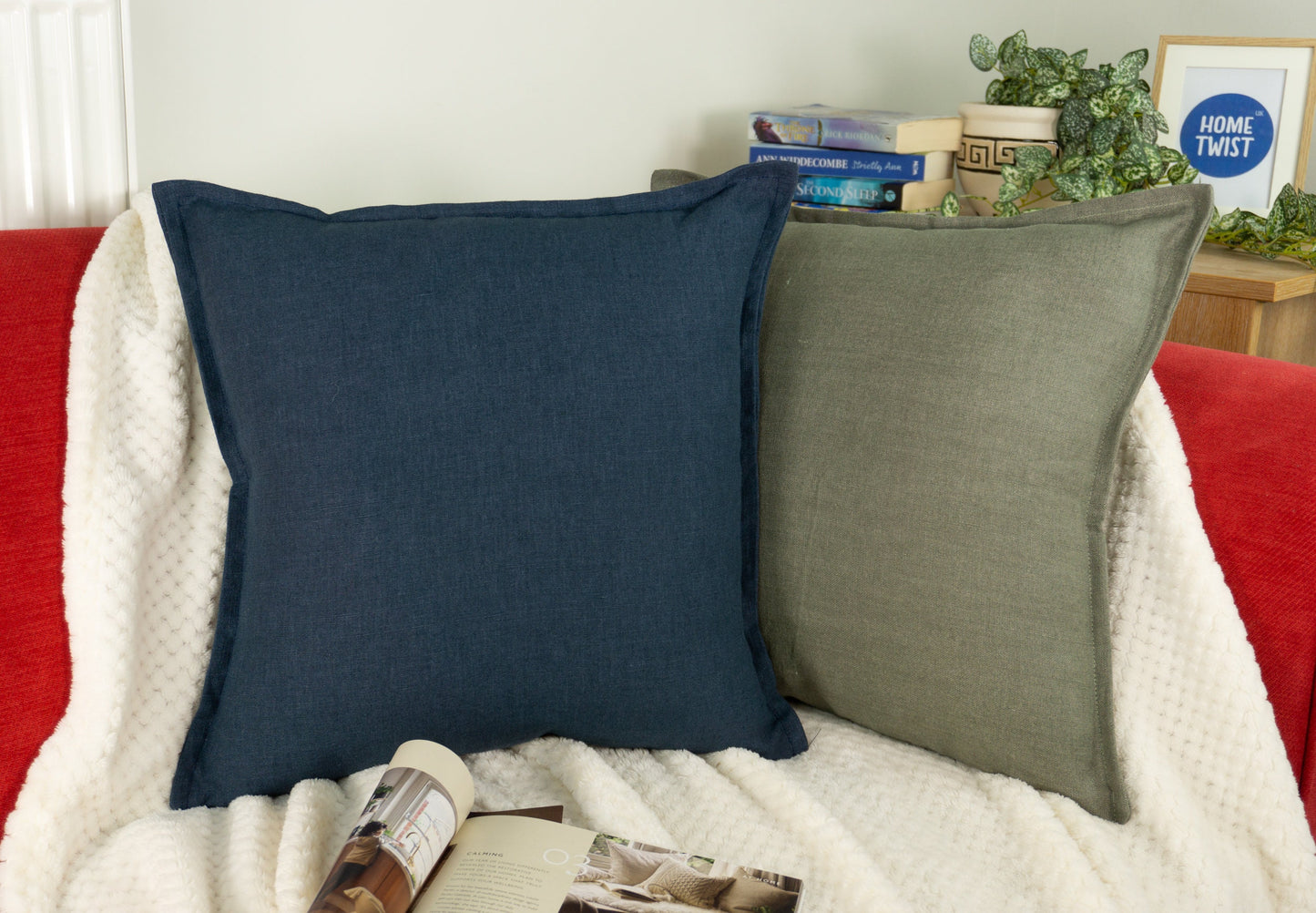 Linen Navy Blue Cushion Cover, Dark Blue Linen Pillow Cover
