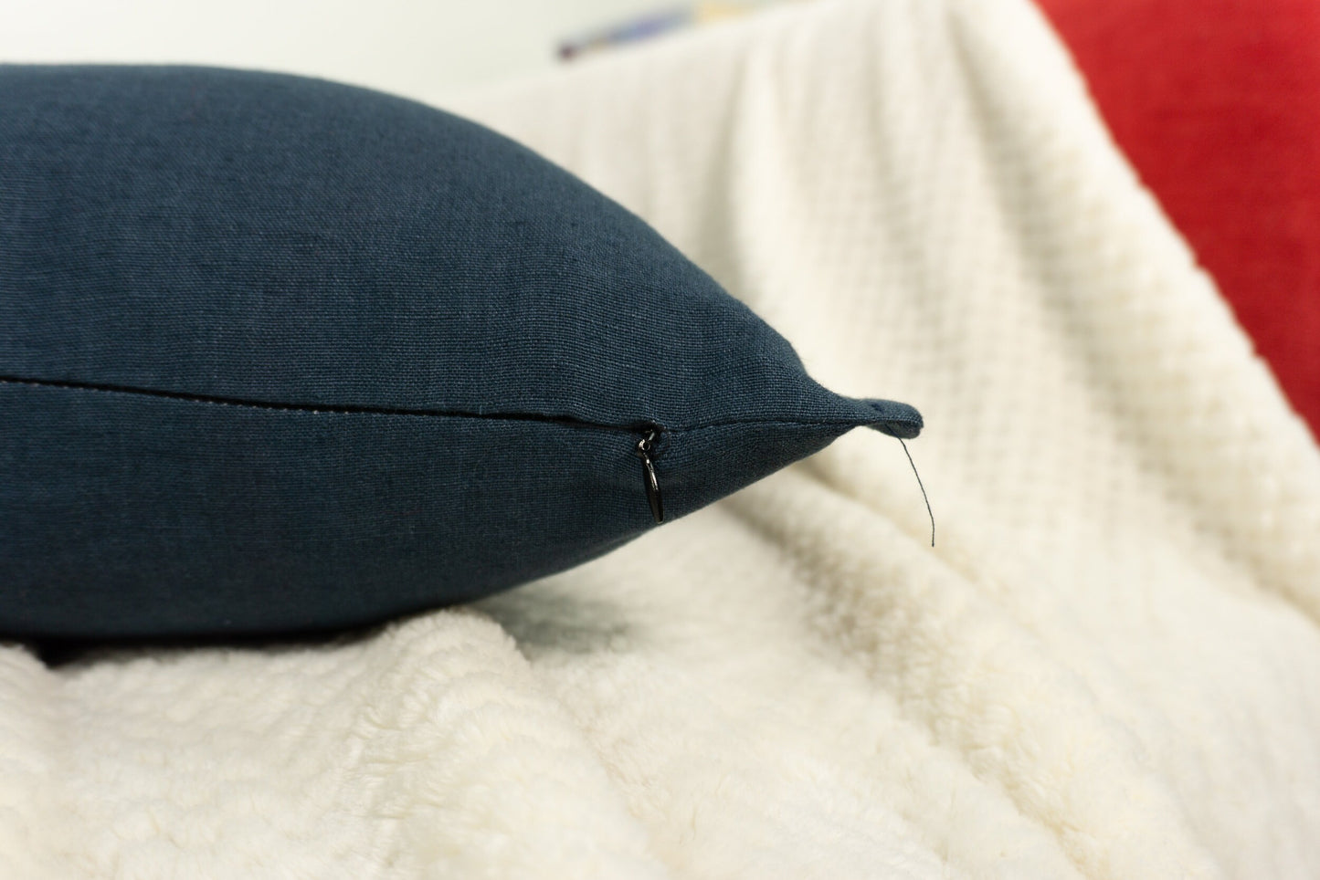 Linen Navy Blue Cushion Cover, Dark Blue Linen Pillow Cover