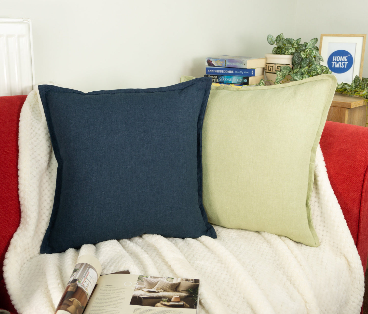 Linen Navy Blue Cushion Cover, Dark Blue Linen Pillow Cover