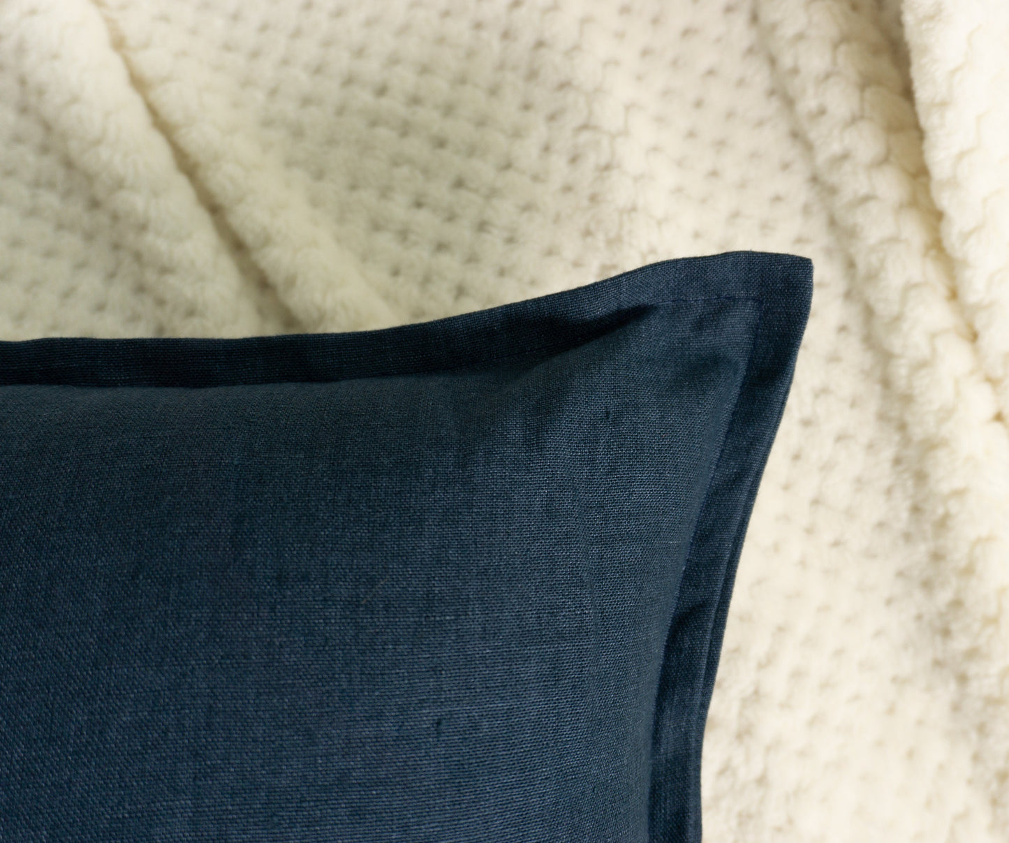 Linen Navy Blue Cushion Cover, Dark Blue Linen Pillow Cover