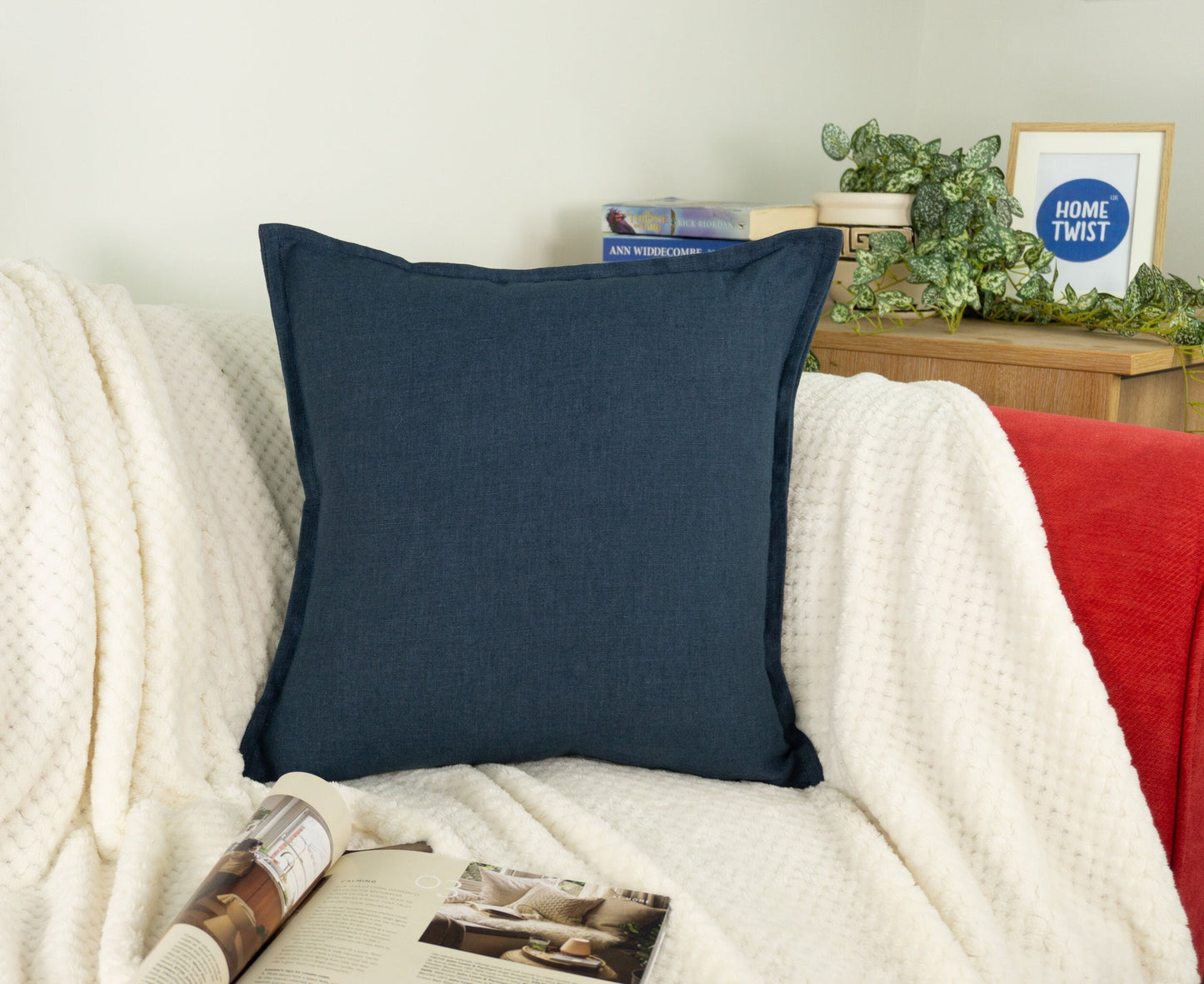 Linen Navy Blue Cushion Cover, Dark Blue Linen Pillow Cover