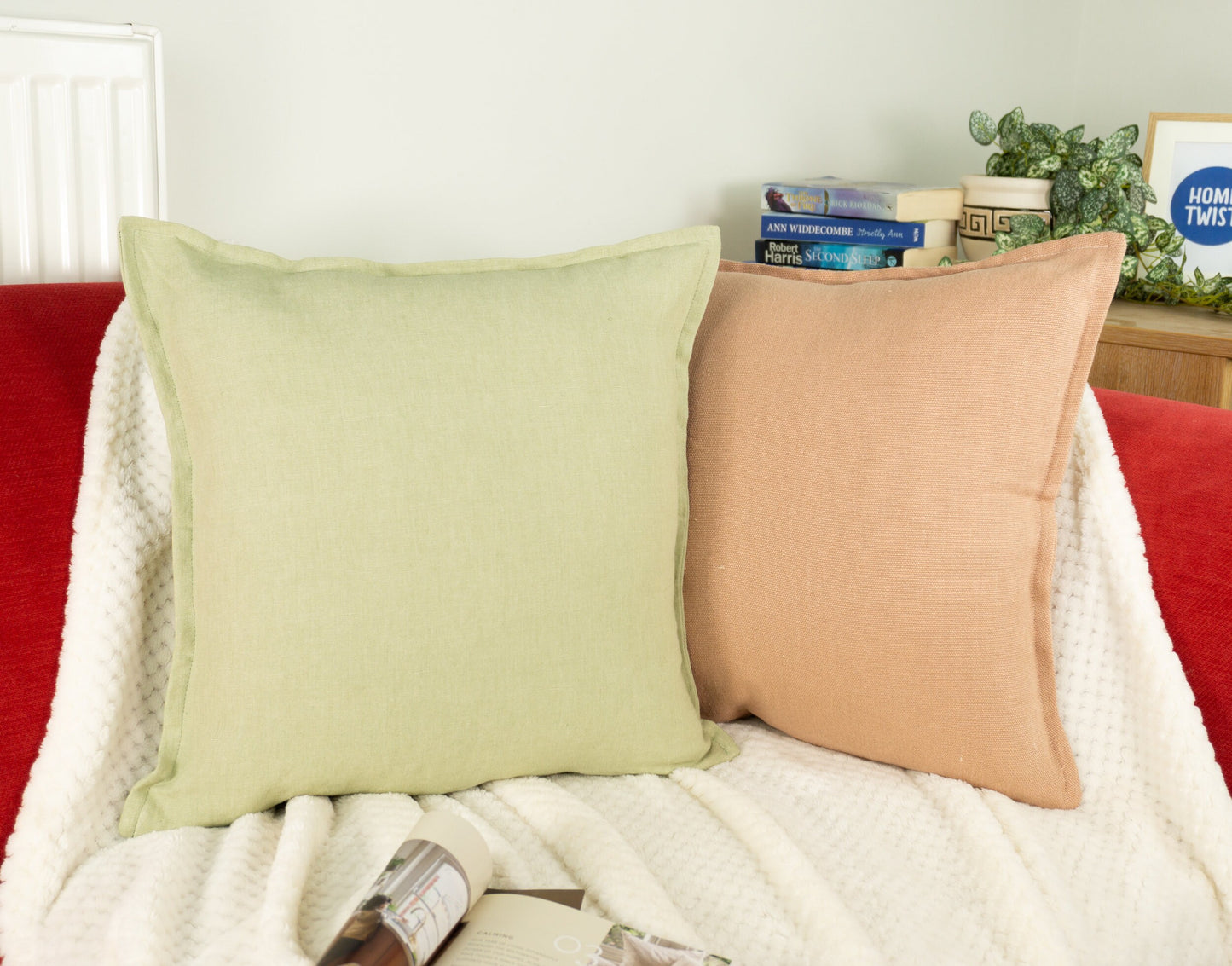 Natural Linen Pale Green Cushion Cover