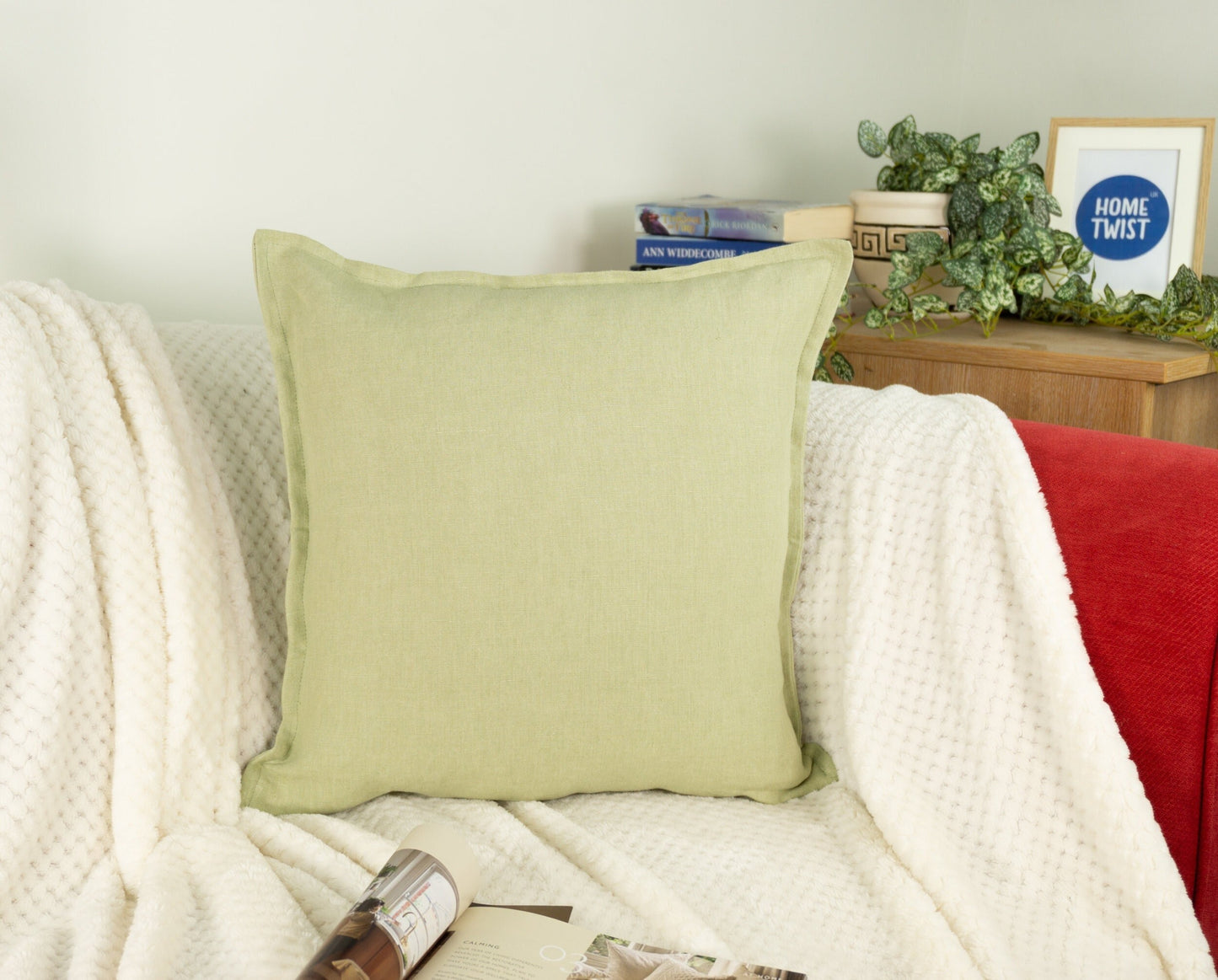 Natural Linen Pale Green Cushion Cover