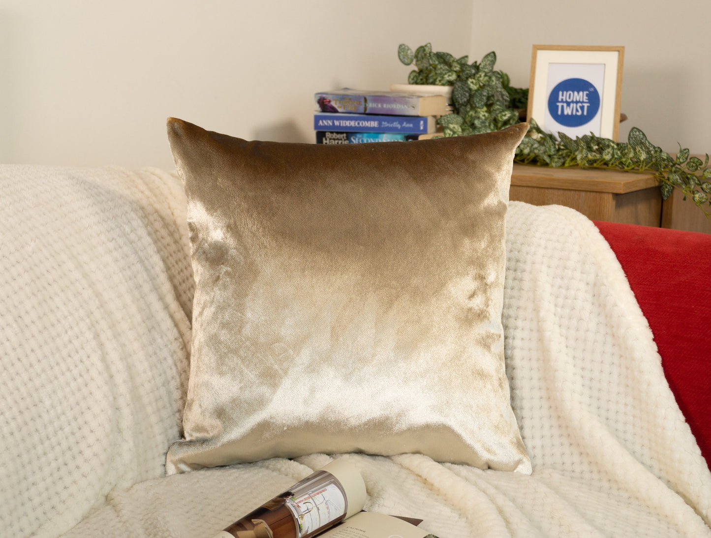 Luxury Shiny Velvet Cushion Cover, Shiny Velvet Taupe Throw Cushion Cover 18x18Inches, 45x45cm