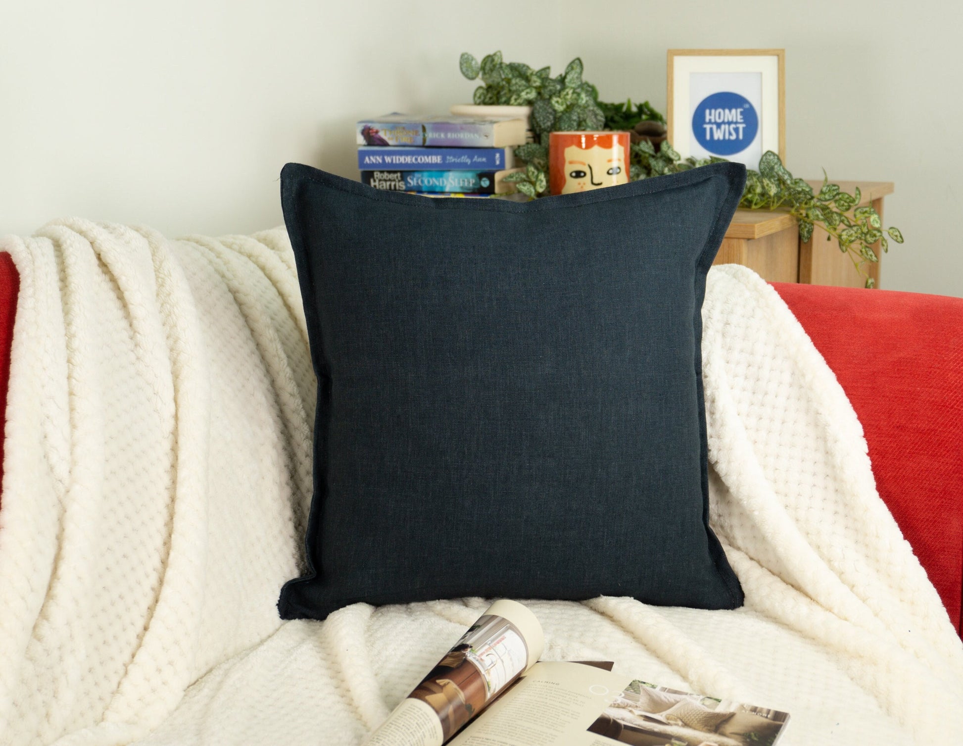 Linen Dark Blue Cushion Cover I Linen Throw Pillowcase Sofa