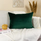 Handmade Velvet Dark Green Cushion Cover, Velvet Forest Green Pillow Cover (All Sizes)